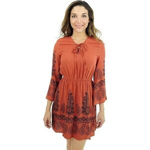 Just Love Rayon Short Dress Summer Dresses for Women Rust/Black Size S